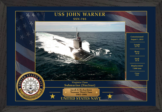 USS John Warner SSN-785 Framed Patriotic Photo