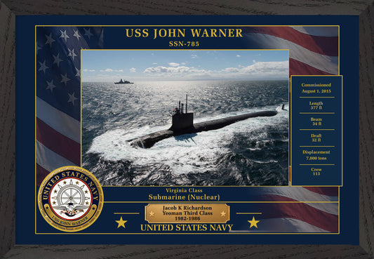 USS John Warner SSN-785 Framed Patriotic Photo