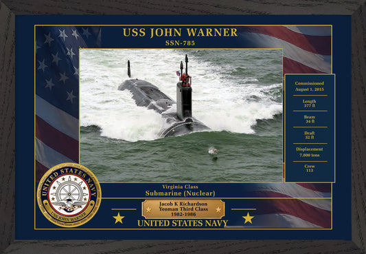 USS John Warner SSN-785 Framed Patriotic Photo