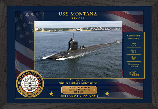 USS Montana SSN-794 Framed Patriotic Photo