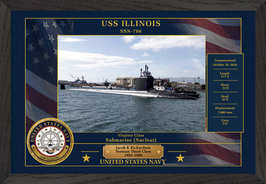 USS Illinois SSN-786 Framed Patriotic Photo