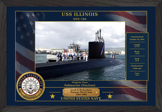 USS Illinois SSN-786 Framed Patriotic Photo