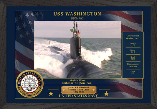USS Washington SSN-787 Framed Patriotic Photo