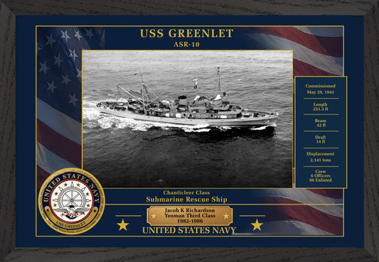 USS Greenlet ASR-10 Framed Patriotic Photo