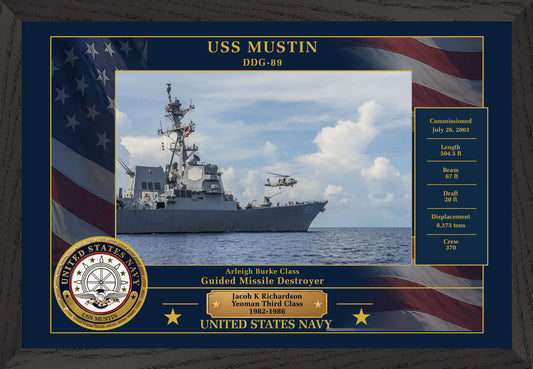 USS Mustin DDG-89 Framed Patriotic Photo