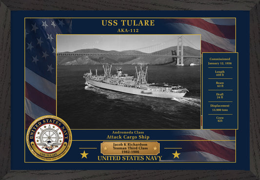USS Tulare AKA-112 Framed Patriotic Photo