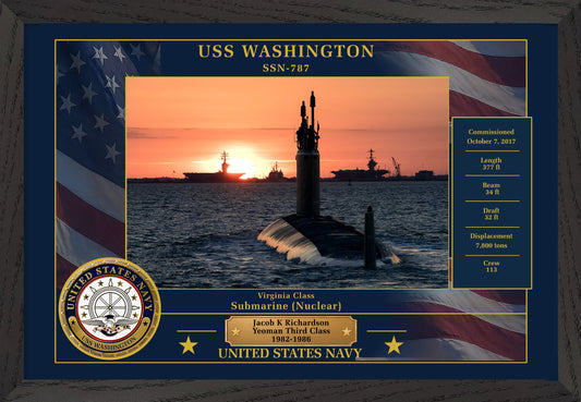 USS Washington SSN-787 Framed Patriotic Photo