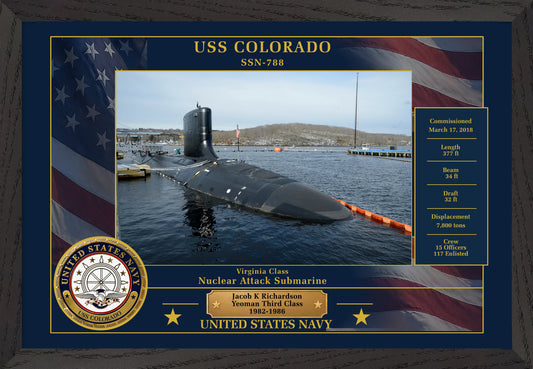USS Colorado SSN-788 Framed Patriotic Photo