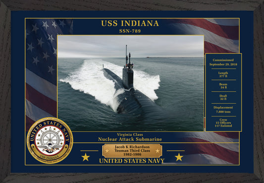 USS Indiana SSN-789 Framed Patriotic Photo
