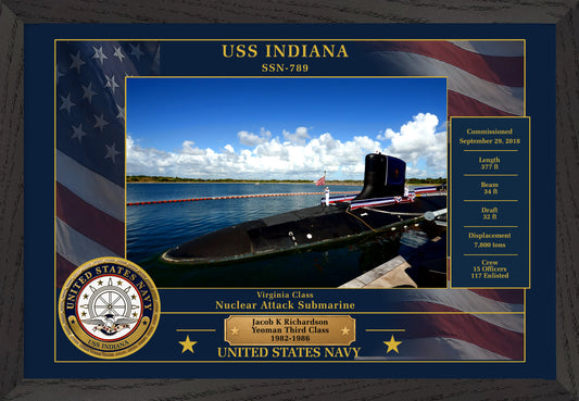 USS Indiana SSN-789 Framed Patriotic Photo