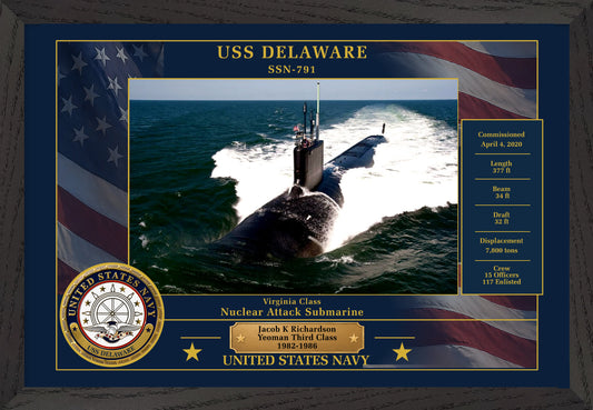 USS Delaware SSN-791 Framed Patriotic Photo