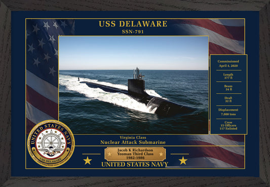 USS Delaware SSN-791 Framed Patriotic Photo