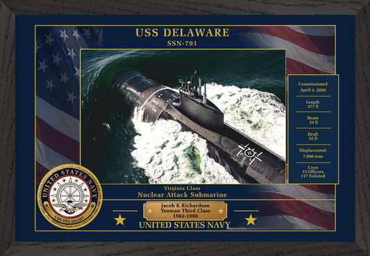 USS Delaware SSN-791 Framed Patriotic Photo