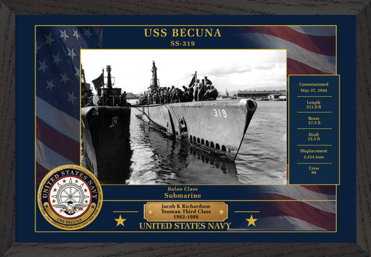USS Becuna SS-319 Framed Patriotic Photo