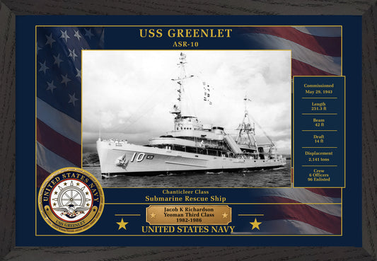 USS Greenlet ASR-10 Framed Patriotic Photo