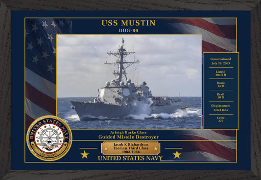 USS Mustin DDG-89 Framed Patriotic Photo