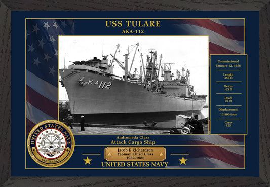 USS Tulare AKA-112 Framed Patriotic Photo
