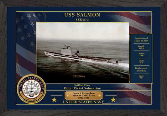 USS Salmon SSR-573 Framed Patriotic Photo