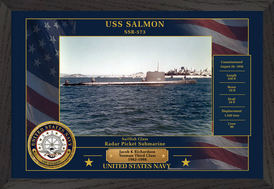 USS Salmon SSR-573 Framed Patriotic Photo