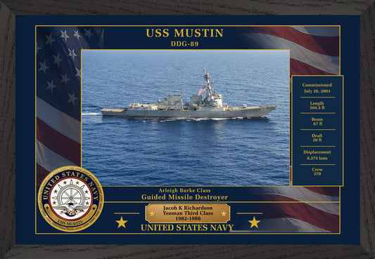 USS Mustin DDG-89 Framed Patriotic Photo
