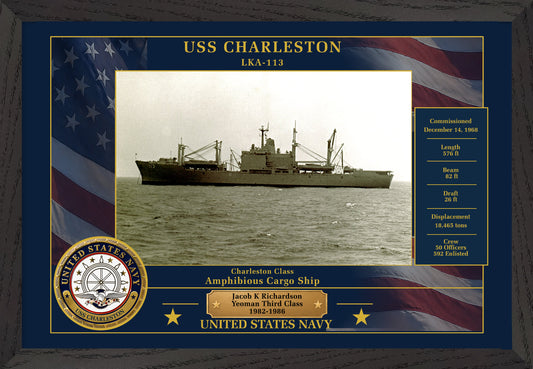 USS Charleston LKA-113 Framed Patriotic Photo