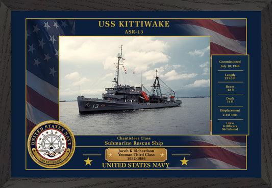 USS Kittiwake ASR-13 Framed Patriotic Photo