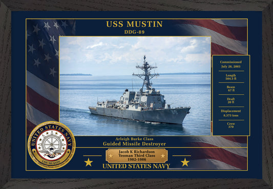 USS Mustin DDG-89 Framed Patriotic Photo