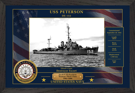 USS Peterson DE-152 Framed Patriotic Photo