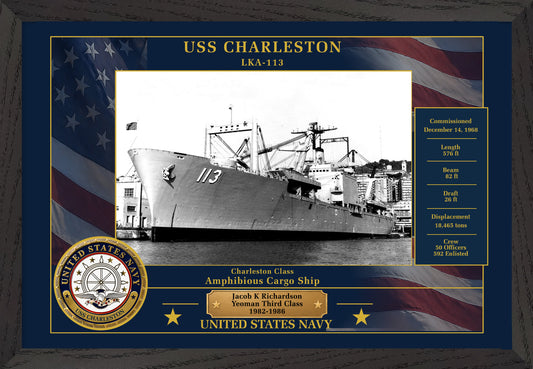 USS Charleston LKA-113 Framed Patriotic Photo