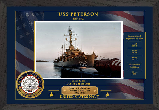 USS Peterson DE-152 Framed Patriotic Photo