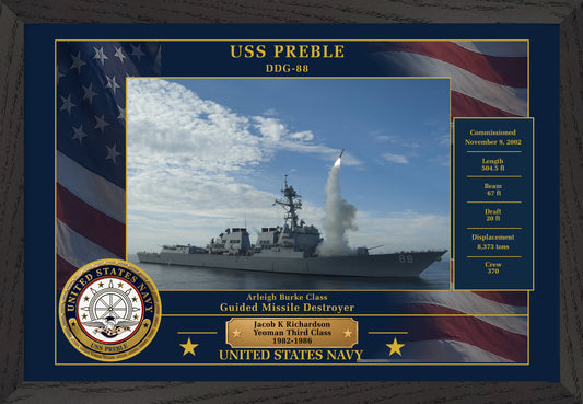 USS Preble DDG-88 Framed Patriotic Photo