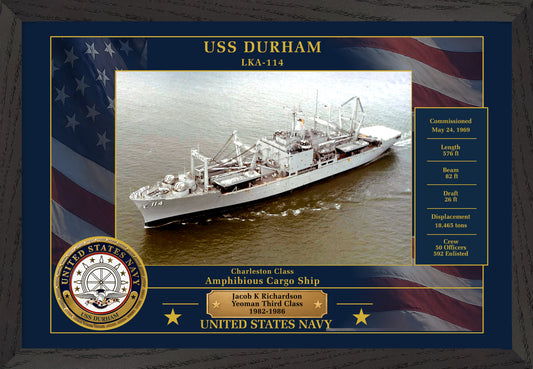 USS Durham LKA-114 Framed Patriotic Photo