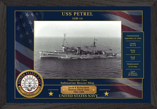 USS Petrel ASR-14 Framed Patriotic Photo