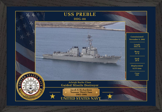 USS Preble DDG-88 Framed Patriotic Photo