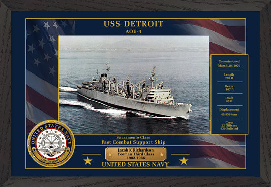 USS Detroit AOE-4 Framed Patriotic Photo