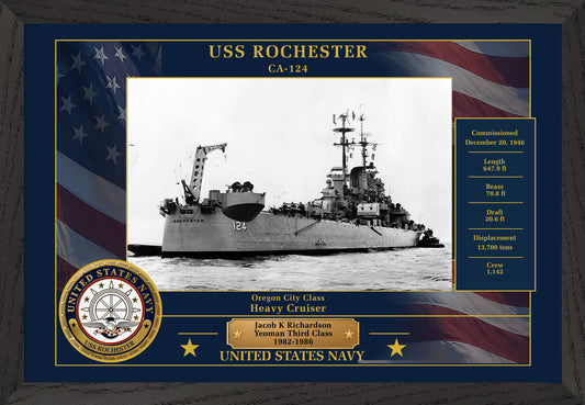 USS Rochester CA-124 Framed Patriotic Photo