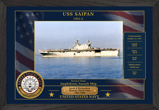 USS Saipan LHA-2 Framed Patriotic Photo
