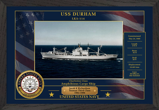 USS Durham LKA-114 Framed Patriotic Photo