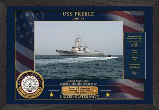 USS Preble DDG-88 Framed Patriotic Photo
