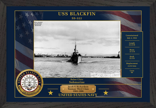 USS Blackfin SS-322 Framed Patriotic Photo