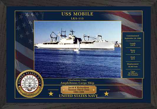 USS Mobile LKA-115 Framed Patriotic Photo