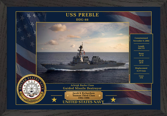 USS Preble DDG-88 Framed Patriotic Photo