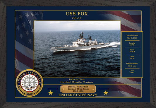 USS Fox CG-33 Framed Patriotic Photo