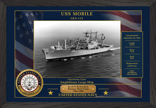 USS Mobile LKA-115 Framed Patriotic Photo