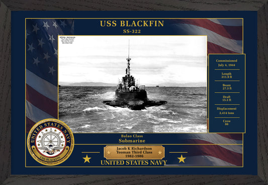 USS Blackfin SS-322 Framed Patriotic Photo