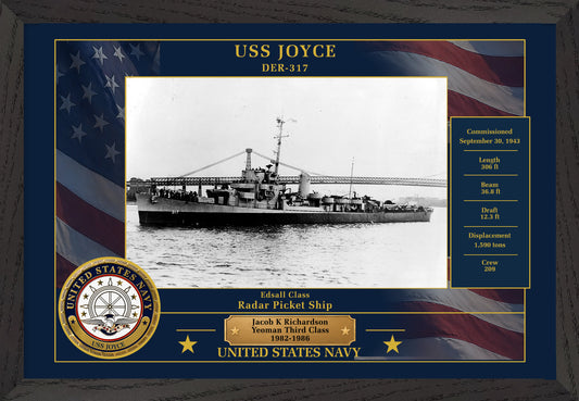 USS Joyce DER-317 Framed Patriotic Photo