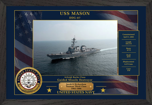 USS Mason DDG-87 Framed Patriotic Photo