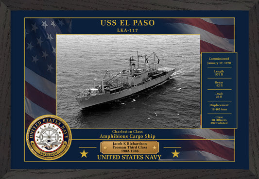 USS El Paso LKA-117 Framed Patriotic Photo