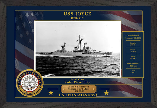USS Joyce DER-317 Framed Patriotic Photo