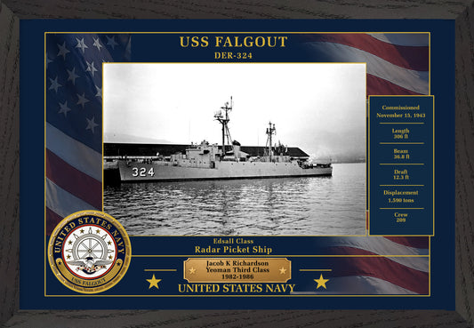 USS Falgout DER-324 Framed Patriotic Photo